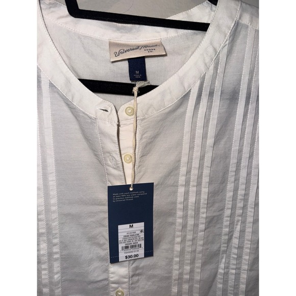 Women's Elbow Sleeve Button-Front Pintuck Blouse-Bundle White Green Womens Med - Picture 2 of 4